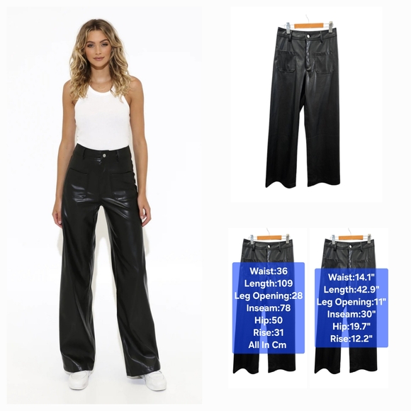 Madison the Label Vegan Leather High-Rise Wide-Leg Barwon Pants Size S - Picture 1 of 11
